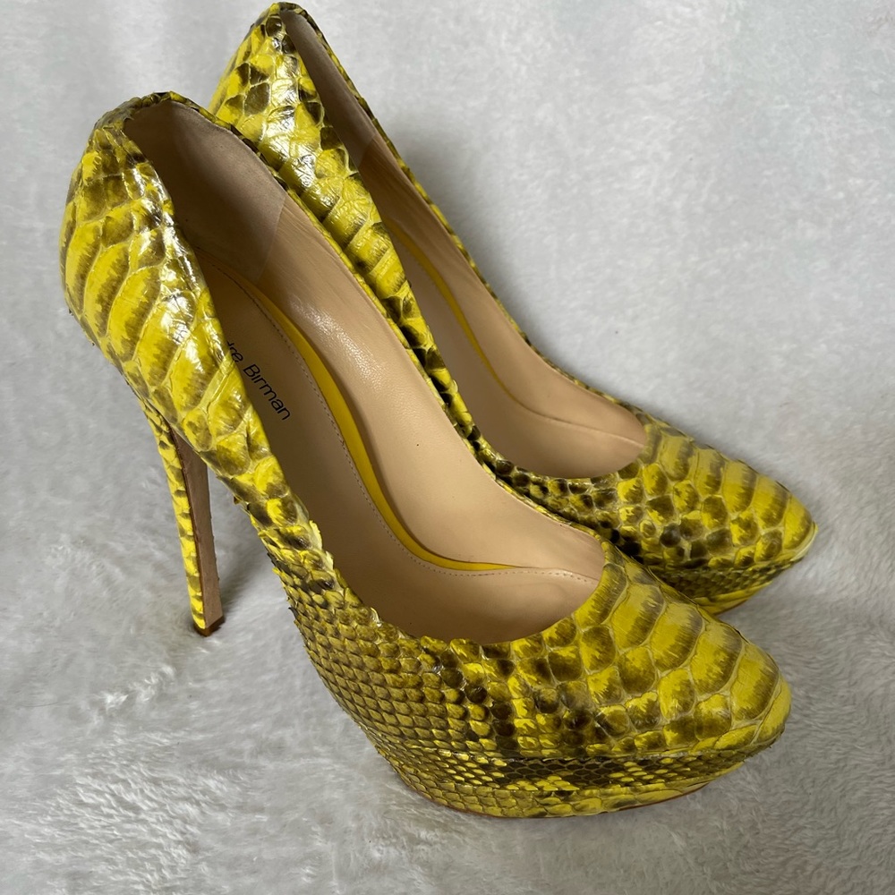 Alexandre Birman Yellow Python Platform Heels Siz… - image 3